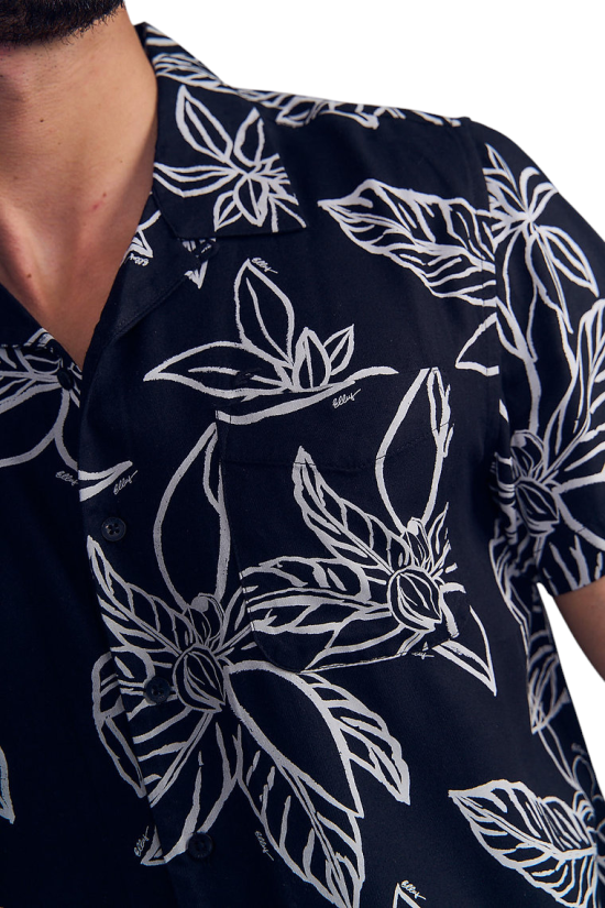 Camisa Hombre Surf Guayabera Sarga Flores Ellus - Imagen 4