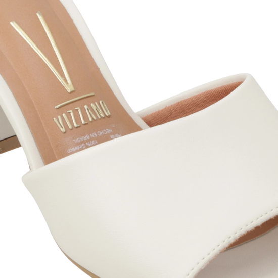 Sandalia Mujer Taco Ancho Alto Blanco Ecocuero Vizzano - Imagen 6