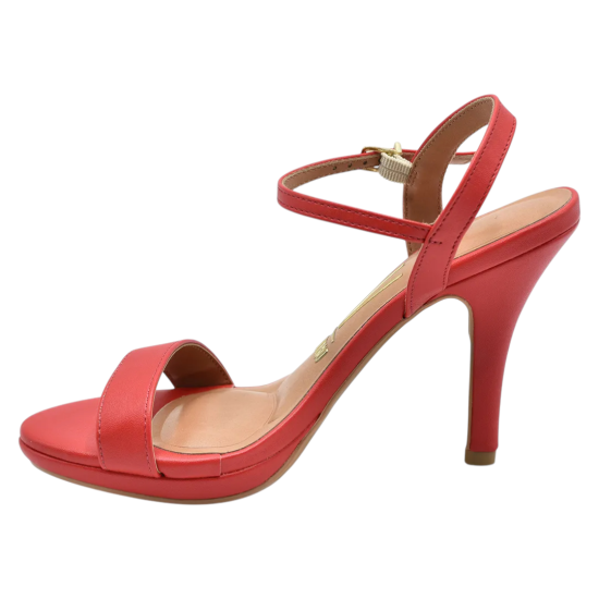 Sandalia Mujer Taco Alto Eco Cuero Rojo Rubí Vizzano - Imagen 3