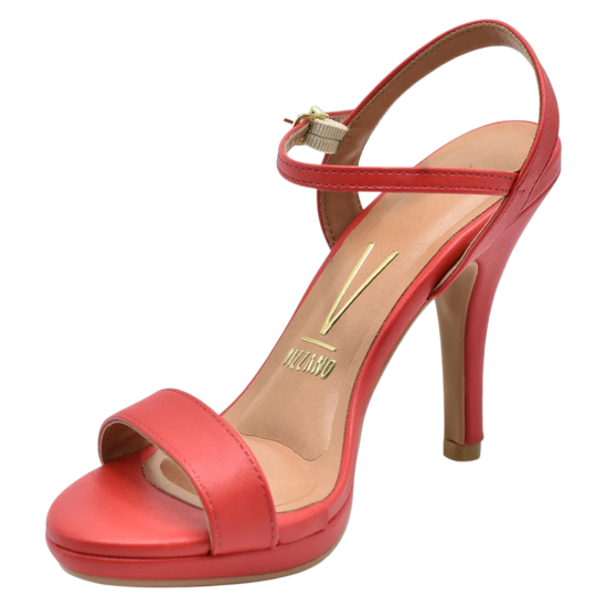 Sandalia Mujer Taco Alto Eco Cuero Rojo Rubí Vizzano - Imagen 4