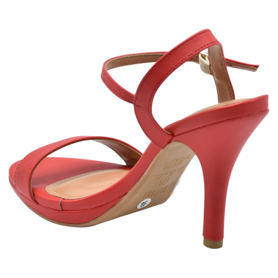 Sandalia Mujer Taco Alto Eco Cuero Rojo Rubí Vizzano - Imagen 6