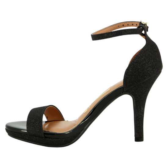 Sandalia Mujer Taco Alto Tela Shine París Negro Vizzano - Imagen 3