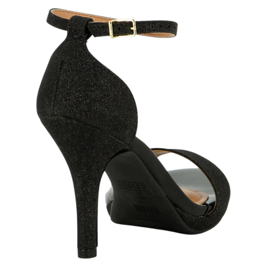 Sandalia Mujer Taco Alto Tela Shine París Negro Vizzano - Imagen 4