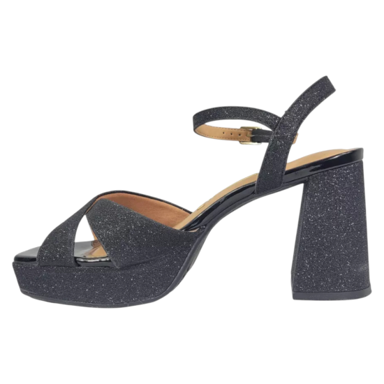 Sandalia Mujer Tela Shine París Verniz Premium Negro Vizzano - Imagen 2