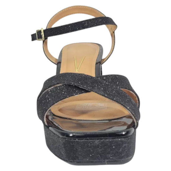 Sandalia Mujer Tela Shine París Verniz Premium Negro Vizzano - Imagen 4