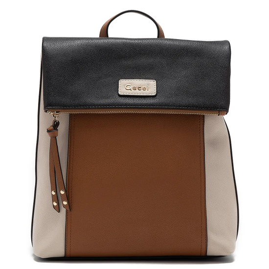 Mochila Mujer Grande Graneado Casual Gazel Car3386 Tostado