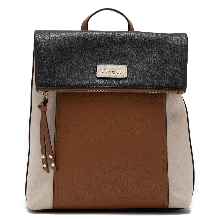 Mochila Mujer Grande Graneado Casual Gazel Car3386 Tostado