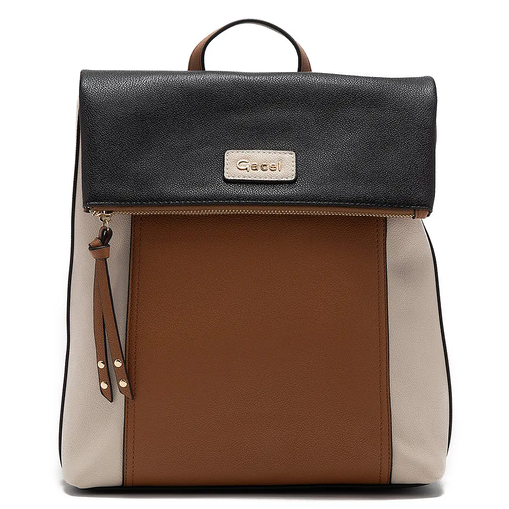 Mochila Mujer Grande Graneado Casual Gazel Car3386 Tostado