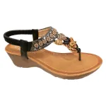 Sandalia Mujer Plataforma Negra Tribal Bonny Franco