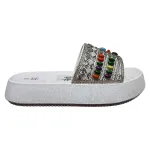 Sandalia Mujer Plataforma Blanca con Piedras Multicolor Bonny Franco