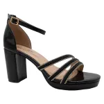 Sandalia Mujer Taco Alto 406 Negra Bonnyfranco