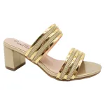 Sandalia Mujer Taco Medio Dorada Bonnyfranco