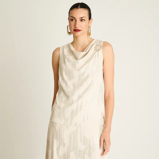 Polera Beige Sin Mangas con Argolla Ldp