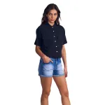 Blusa Mujer Manga Corta Double Crease Bolsillos Negro Ellus