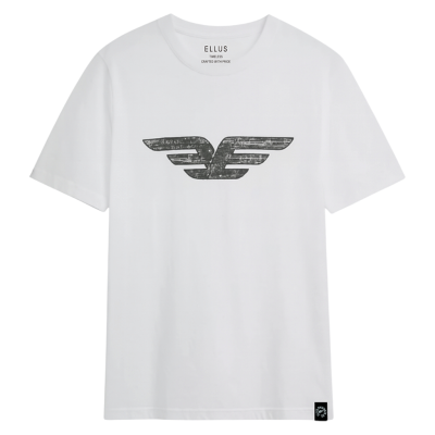 Polera Hombre Manga Corta Silicon Wash Alas Embossed Blanco Ellus