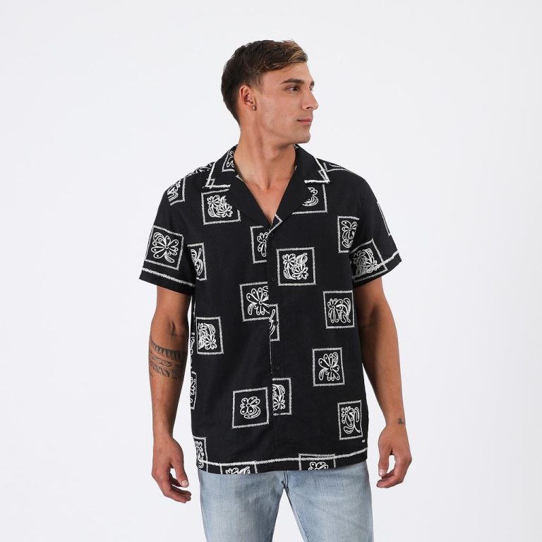 Camisa Hombre Reef Negra Diseños Beige