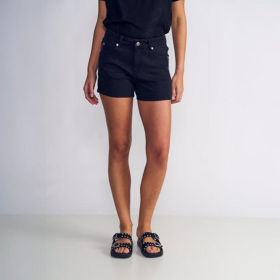 Short Mujer Recto Lavado Negro Ellus