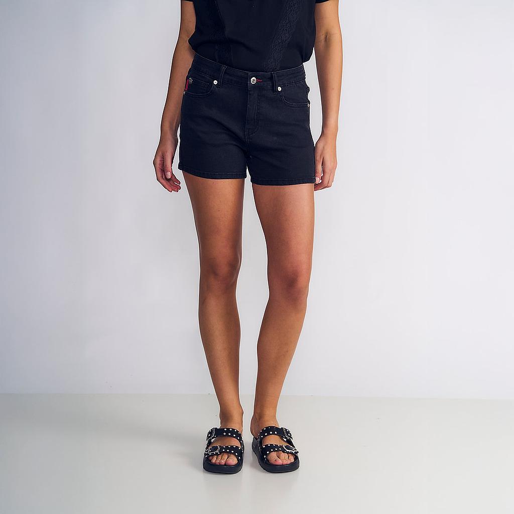 Short Mujer Recto Lavado Negro Ellus