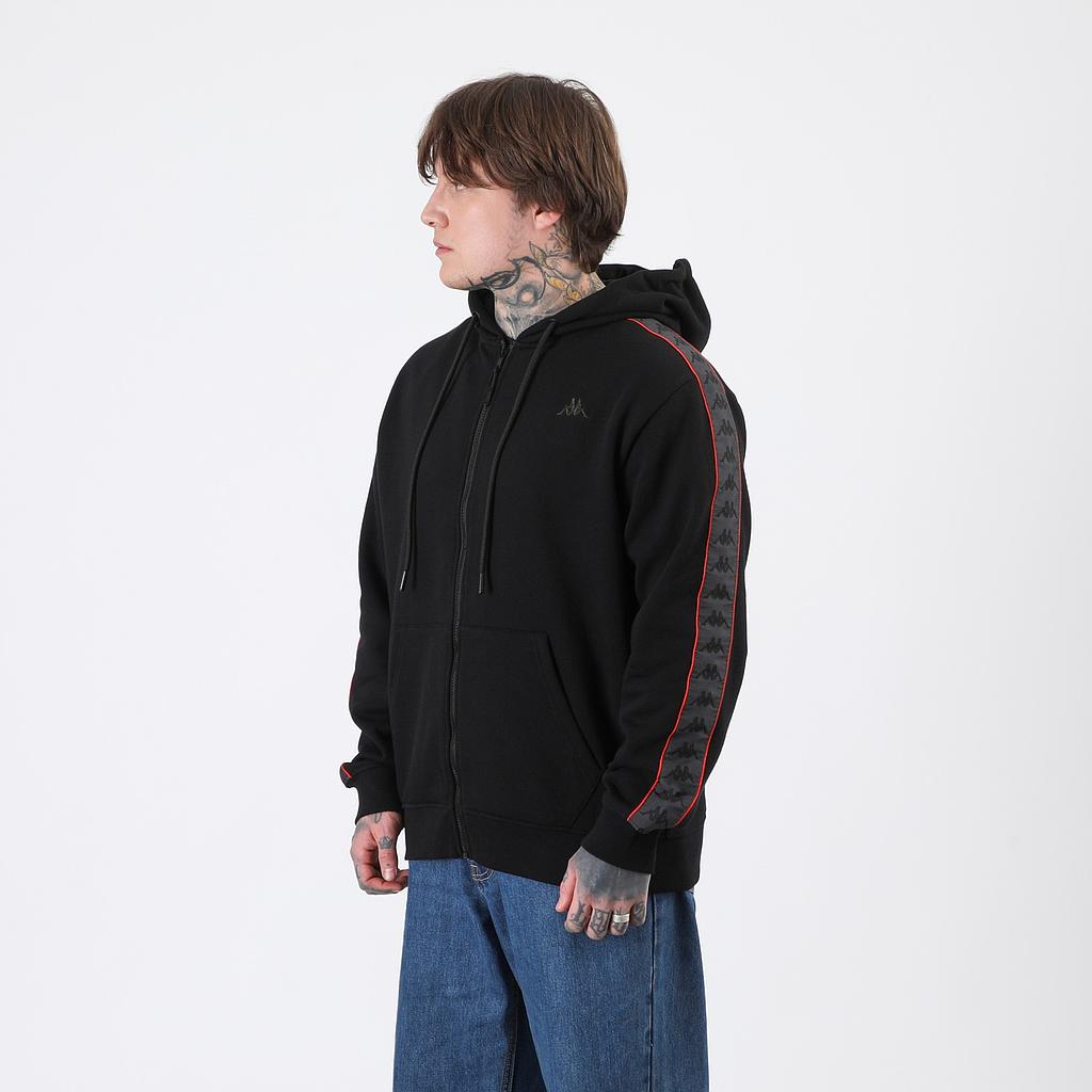 Polerón Kappa Men Full Zipper Black Banda Negro