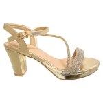 Sandalia Mujer Taco Medio Dorada Aurora Bonnyfranco