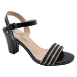 Sandalia de Fiesta Bonnyfranco Negro Tacón Medio y Brillo Elegante