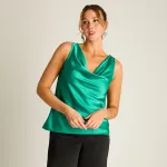 Blusa Verde Drapeada con Cadenita Ldp