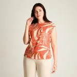 Blusa Terracota Manga Corta Sin Forro Calce Holgado Ldp