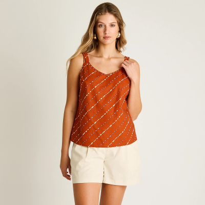 Blusa Terracota Sin Mangas No Elasticado Calce Normal Ldp