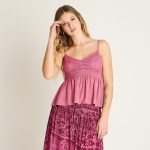 Blusa Rosa Sin Mangas Acuarela