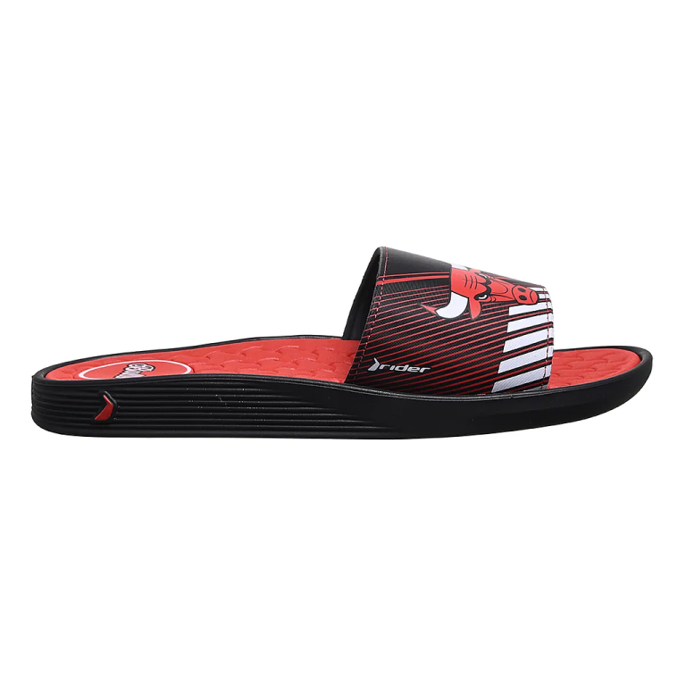Sandalia Hombre Pump NBA II Slide Negro/Rojo/Blanco Rider