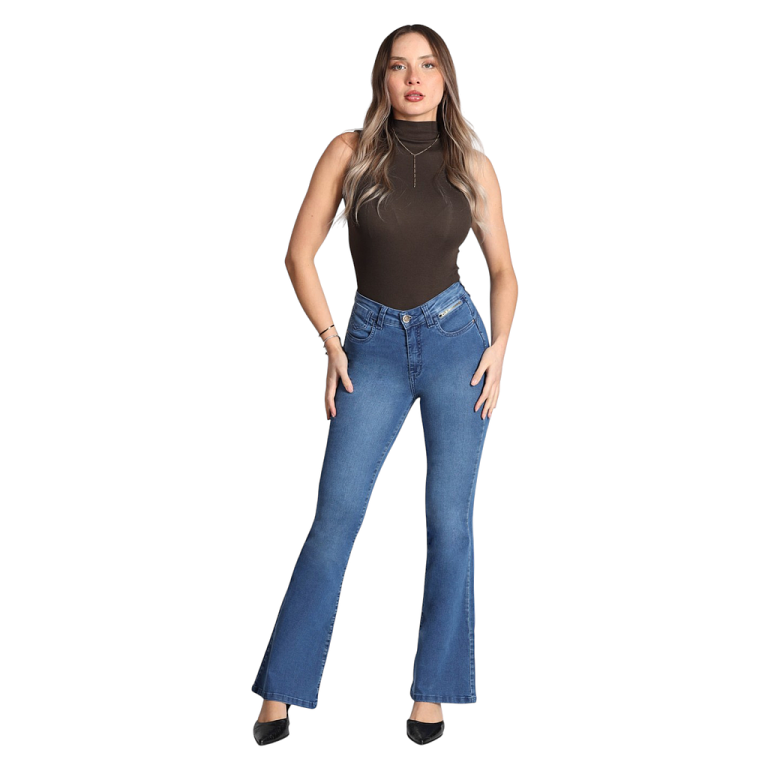 Jeans Mujer Cintura Flare 4008 Celeste Mohicano