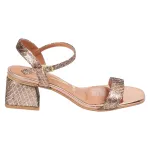Sandalia Mujer Taco Bajo Oro Rosa Metalizado Vizzano