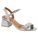 Sandalia Mujer Taco Cuadrado Florenca Metal Plata Vizzano