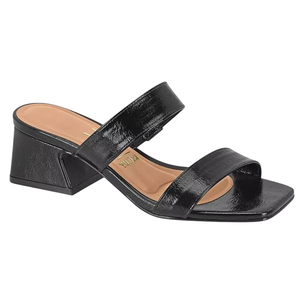 Sandalia Mujer Taco Medio Verniz Nancy Negro Vizzano