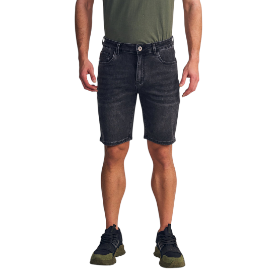 Short Hombre Denim Bob Tiro Alto Black Ellus
