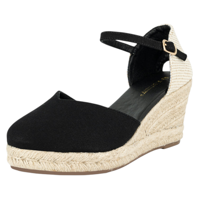 Sandalia Mujer Siena Yute Negro Alquimia