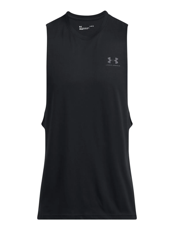 Polera Sin Mangas Hombre Left Chest Cut-Off Negra Under Armour - Imagen 3