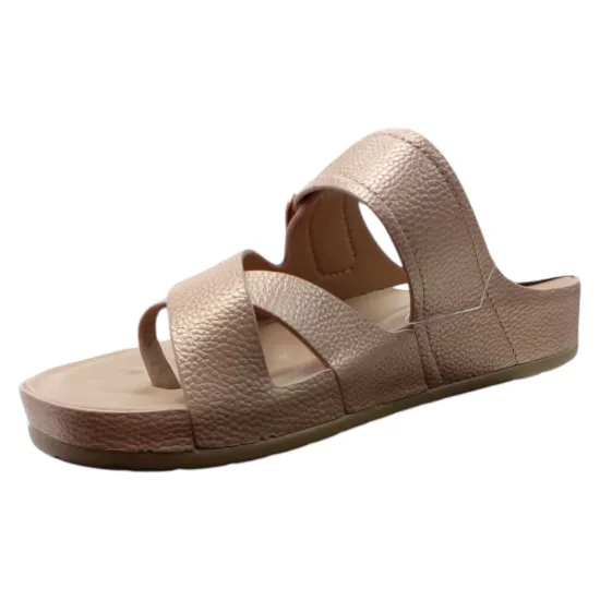 Sandalia Mujer Dedo con Hebilla Cuero Dorado Bonnyfranco - Imagen 2