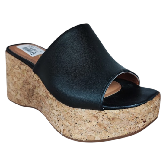 Sandalia Plataforma Mujer Pelica Negro Corcho Vizzano - Imagen 3