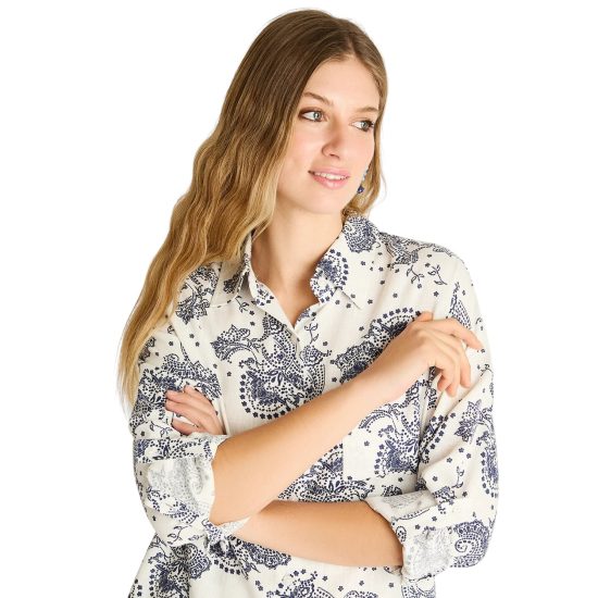 Blusa Blanco Estampado Mediterráneo Ldp - Imagen 3