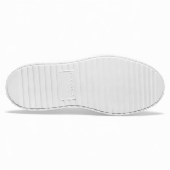 Zapatilla Mujer Cuero Blanco Dorado Plataforma Pegada - Imagen 2