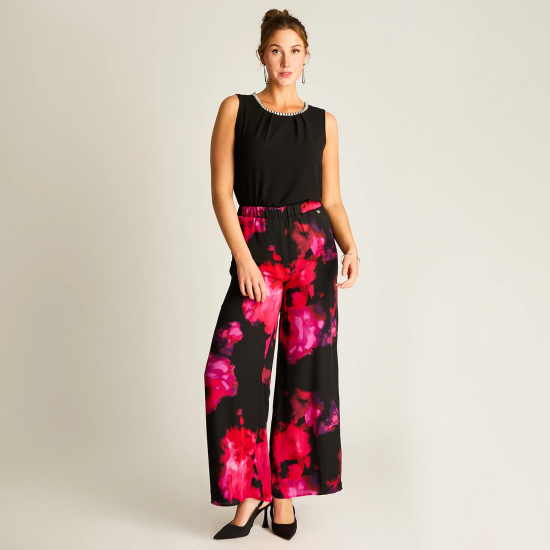 Pantalón Palazzo Floral Fucsia Ldp - Imagen 3
