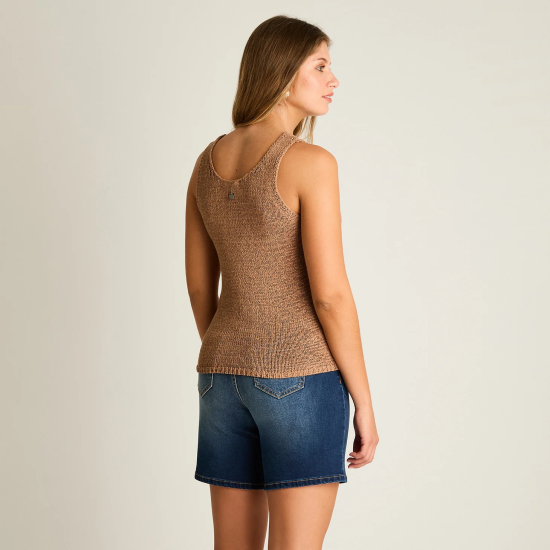 Polera Camel Sin Mangas Elasticidad Media Ldp - Imagen 2