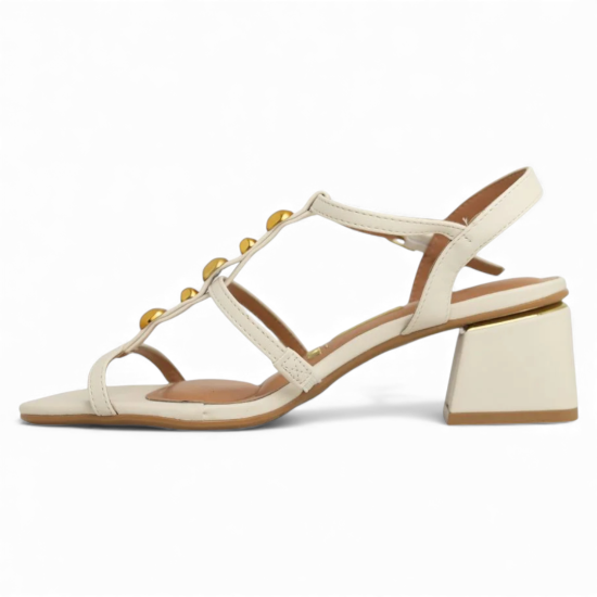 Sandalia Mujer Taco Cuadrado Pelica Blanco Off Vizzano - Imagen 2