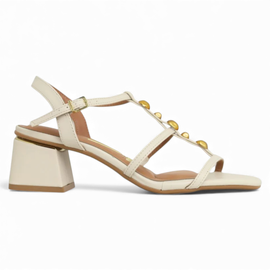 Sandalia Mujer Taco Cuadrado Pelica Blanco Off Vizzano - Imagen 3