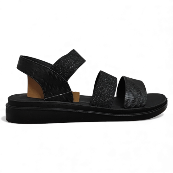 Sandalia Mujer Plataforma Negra Elástica New Walk - Imagen 3