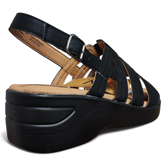 Sandalia Mujer Ecoflex Confort Negra Ajustable New Walk - Imagen 2