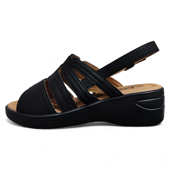 Sandalia Mujer Ecoflex Confort Negra Ajustable New Walk - Imagen 4