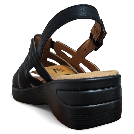 Sandalia Mujer Ecoflex Confort Negra Ajustable New Walk - Imagen 5