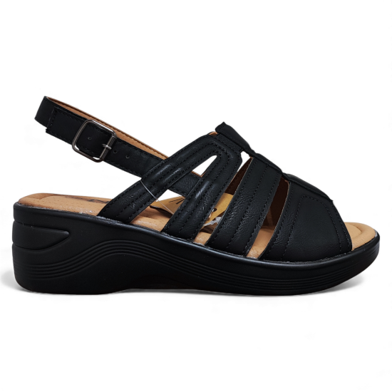 Sandalia Mujer Ecoflex Confort Negra Ajustable New Walk - Imagen 6